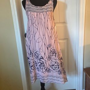 Robbie Bee Midi Dress Size 10 Mauve with Navy Floral Pattern NWT